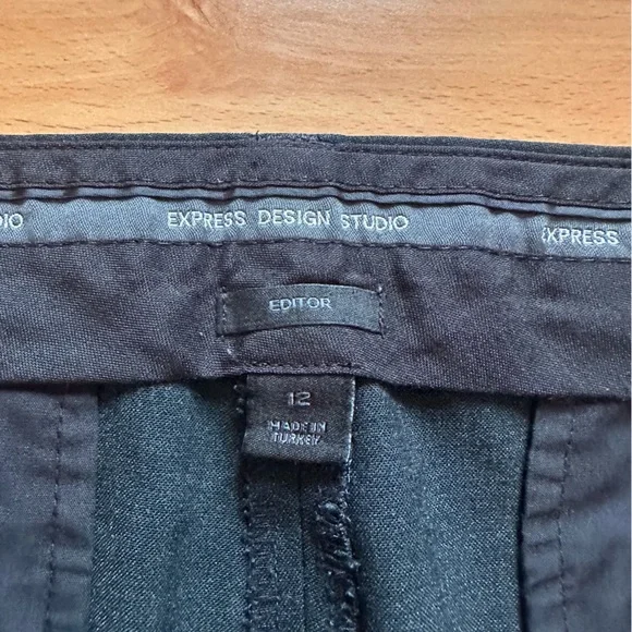 Express Dark Charcoal Gray Flare Cuffed Dress Pants bootcut trousers editor 12 - Picture 6 of 9